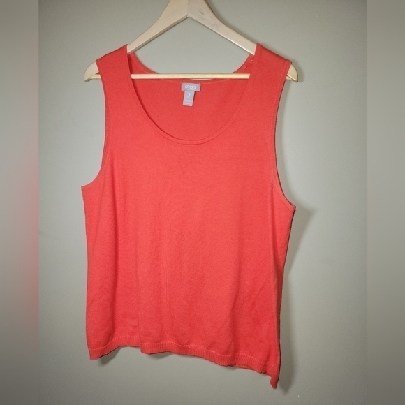 Chico's Plus size3x knit sleeveless darkorange scoop neck blouse, vest, layering - Picture 3 of 3